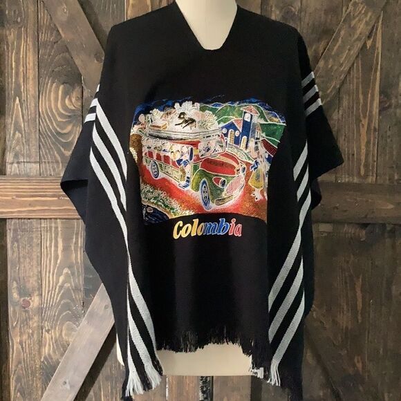 Columbia Poncho with nice print of bus - Picture 1 of 10